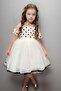 Girl's Ribbon Buckle and Stripe Detailed Tulle Polka Dot White Dress