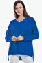 V-neck Long T Sleeve Back Long Front Short Slit Loose Cut Seasonal Basic Loose Knitwear Sweater
