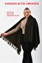 Fleece Shawl Khaki Green with Tassels
