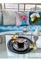 2-Piece Gold Butterfly Round Black Presentation Tray, Decorative Serving Tray, Tea, Cake, Coffee 24 Cm - 3