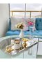 Luxury Lily Flower Stainless Steel Silver Baton Service, Tea, Coffee, Treats and Presentation Tray - 2