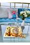 Luxury Lily Flower Stainless Steel Square Gold Coffee, Tea, Decorative Presentation Serving Tray