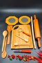 Wooden Rotating Roller Rolling Pin Trivet Kitchen Spoon Bamboo Cutting Board Dowry Set Special for Mother's Day - 2
