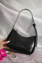 Women's Crocodile Patterned Black Baguette Bag - 5