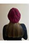 Women's Winter Burgundy Color Patterned Beret - Hat - Valentine's Day Gift - 3