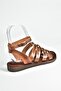 Tan Genuine Leather Women's Sandals K374680403 - 5