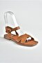 Tan Genuine Leather Cross Strapped Daily Women's Sandals M291041503 - 6
