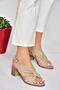 P555450103 Mink Genuine Leather Thick Heeled Women's Shoes