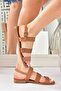 Tan Genuine Leather Thick Strap Daily Women's Sandals M291042603 - 5