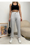 Women's Light Gray Elastic Waist High Waist Jogger Sweatpants - 6
