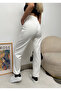 Women's White High Waist Jogger Sweatpants with Elastic Legs - 6