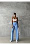 Women's Baby Blue Palazzo Trousers Atlas Fabric - 4