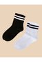2 Pack Stripe Detailed College Socks Long Socks Socket Socks Striped Socks - 2