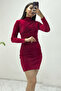 Women's Red Turtleneck Long Sleeve New Season Mini Dress