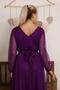 Purple Lined Polka Dot Tulle Plus Size Belted Dress - 4