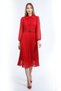 Red Halter Neck French Guipure Pleated Evening Dress