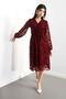 Claret Red Daisy Detailed Plus Size Dress - 2