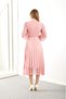 Pink Halter Neck French Guipure Pleated Evening Dress - 3