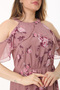 Women's Lycra Chiffon Dried Rose Digital Printed Dress - 6