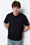 Siyah Basic %100 Pamuklu Regular/Normal Kesim Bisiklet Yaka T-Shirt TMNSS21TS0808 - 5