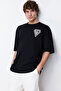 Black Oversized/Wide Cut City Printed 100% Short Sleeve T-Shirt TMNSS20TS1102 - 3