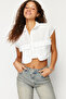 Ecru Front Pocket Crop Regular Regular Fit Woven Shirt Twoss24Go00046