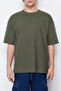 Haki Oversize Kısa Kollu Dokulu T-shirt TMNSS22TS00049 - 5