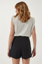 Women's Black Pleated Mini Woven Shorts Skirt TO00126 - 4
