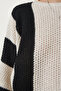 Women's Cream Black Striped Seasonal Knit Sweater MC00254 - 7