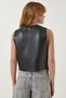 Women's Black Fleece Faux Leather Vest TP00019 - 6