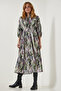 Women's Green Patterned Satin Surface Stylish Dress RG00002 - 6