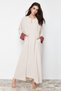 Stone Color Block Aerobin Ferace/Abaya & Dress 2-Piece Woven Set TCTSS24US00033