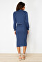 Indigo Düz Midi Triko Elbise TWOSS23EL00738 - 5