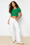 Green Crop Openwork/Hole T-Shirt Look Knitwear Sweater TWOSS24KZ00021 - 3