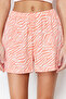 Pembe %100 Pamuklu Zebra Baskılı Şortlu Örme Pijama Takımı THMSS24PT00042 - 5
