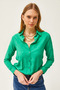 Women's Floral Grass Jacquard Satin Detailed Woven Shirt GML-19001173 - 6