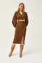 Women's Brown Slit Skirt Knitted Suit TKM-19000255 - 5