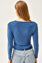 Women's Indigo Single Shoulder Lycra Sandy Blouse BLZ-19002483 - 5