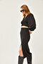 Women's Black Slit Skirted Knitted Set TKM-19000255 - 3
