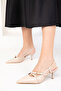 Nude Patent Leather Women's Classic Heeled Shoes 18804 - 4