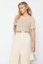 Light Yellow Glitter Sleeve Detailed T-Shirt Look Thin Knitwear Blouse Twoss24Kz00029