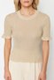 Light Yellow Glitter Sleeve Detailed T-Shirt Look Thin Knitwear Blouse Twoss24Kz00029 - 4