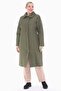 WOMEN'S LARGE SIZE HOODED 120 CM KHAKI QUILTED COAT 1020 - 3