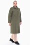 WOMEN'S LARGE SIZE HOODED 120 CM KHAKI QUILTED COAT 1020 - 2