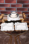 Butterfly Silver Linen Linen Fabric 6-Piece Coffee Side Cocktail Presentation Napkin Embroidered Presentation Holder - 3