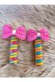 Pink Color Bow Figured Twisted Spring Pasta Buckle (2 Pieces) - 2