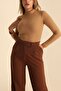 Lycra Turtleneck Soft Soft Regular Fit Camel Women's Knitwear Sweater208514 - 2
