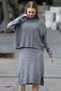 Long Sleeve Crew Neck Plain Midi Length Dress Fisherman Thessaloniki Knit Loose Cut Jumpers Two Pieces Knitwear Suit - 6