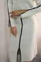Bicycle Round Neck Long Sleeve Ankle Slit Stripe Sweater Midi Skirt Double Knitwear Set - 3