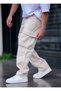Men's Cargo Pocket Baggy Pants Cream Color - 3